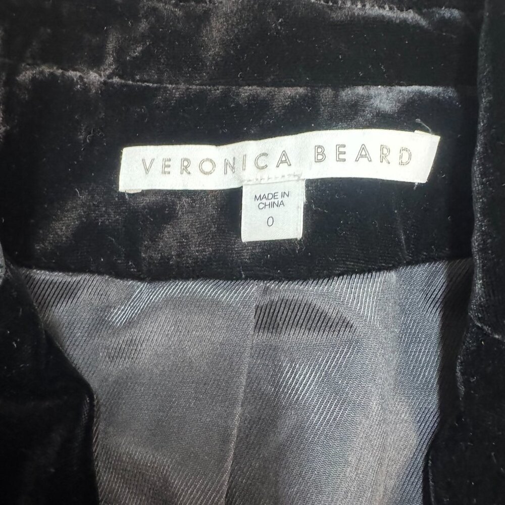 Veronica Beard Black Velvet Blazer Size 0 Double Breasted Silver Button - EUC - Picture 4 of 6